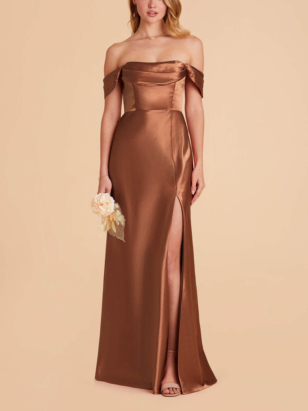 Satin Bridesmaid One Shoulder Midi Dress