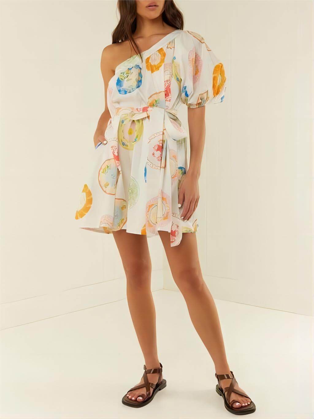 Beach Resort Style Loose Off-Shoulder Collar Mini Dress