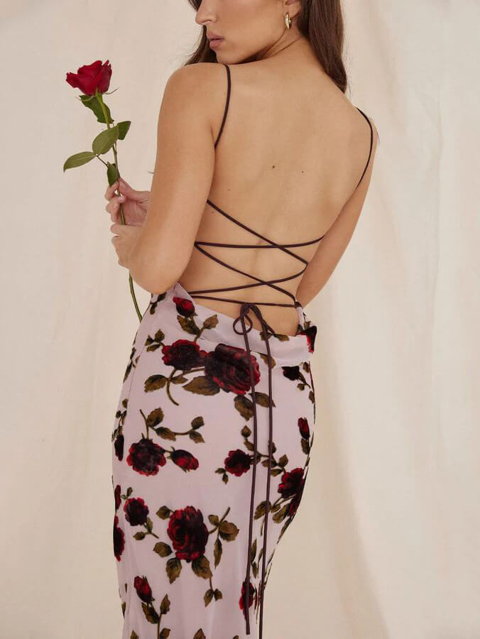 Rose Backless Maxi Dress