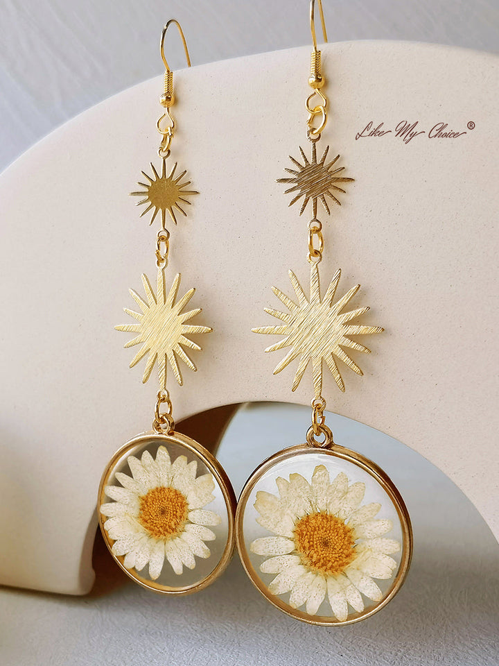 Pressed Flower Earrings - Natural Daisy
