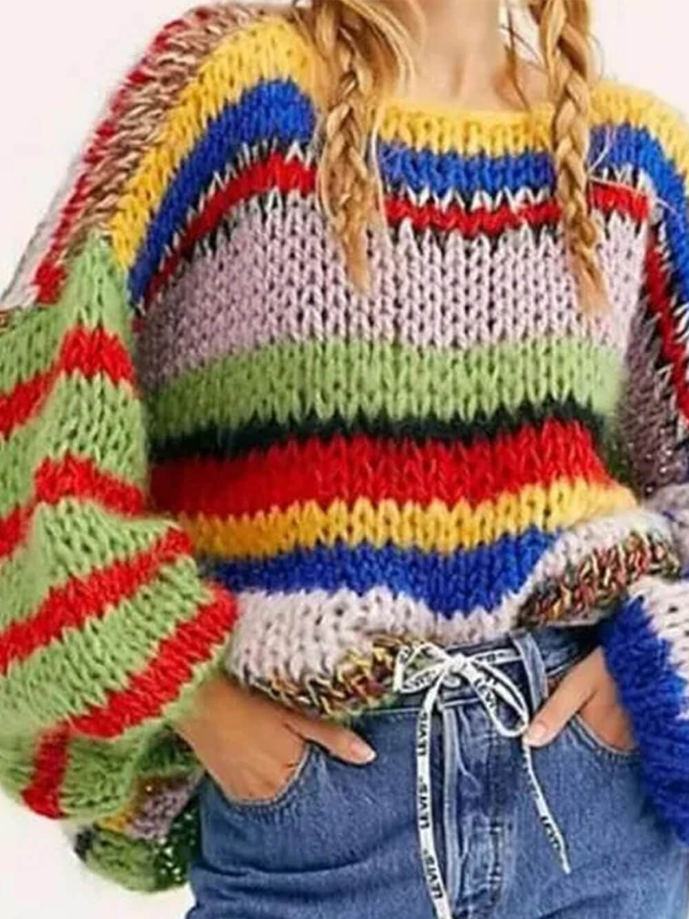 Retro Contrast Striped Sweater – Likemychoice