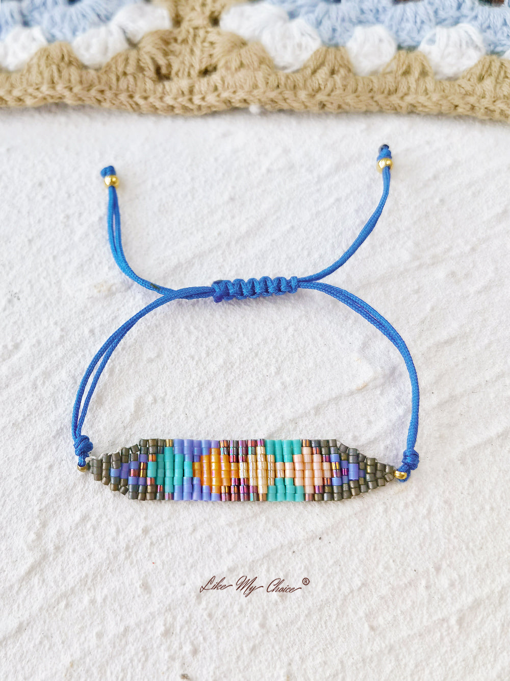 Adjustable Drawstring Beaded Bracelet Poppy Rainbow