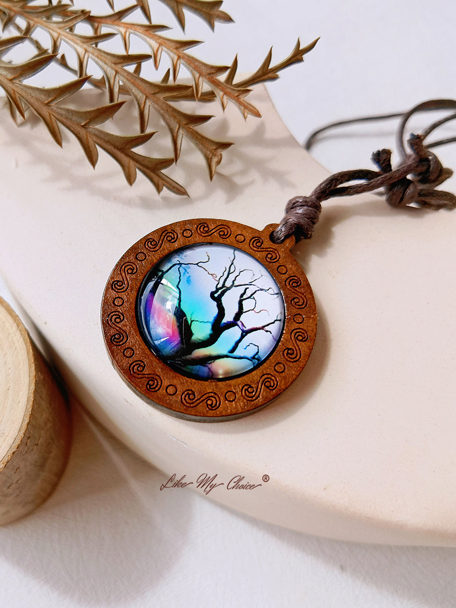 LikeMyChoice? Tree of Life Art Glass Tile Pendant Necklace