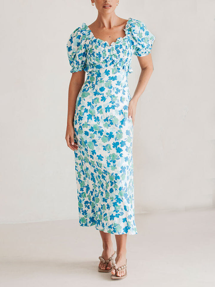 Summer Fresh Floral Off-Shoulder Midi Dress