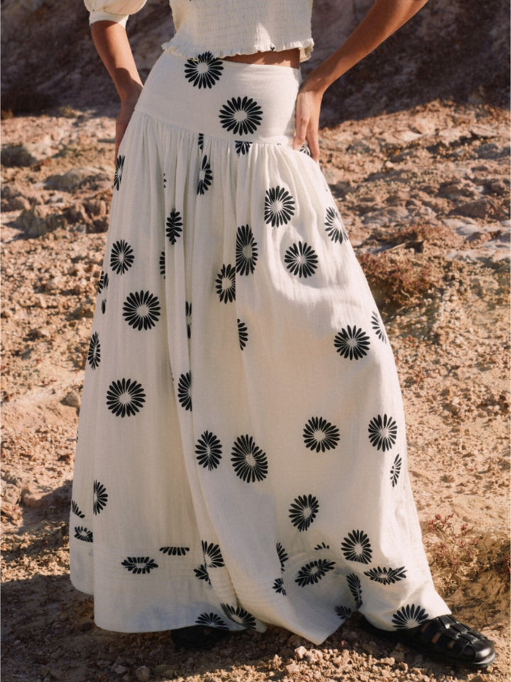 Moderne Daisy Print bluse nederdel