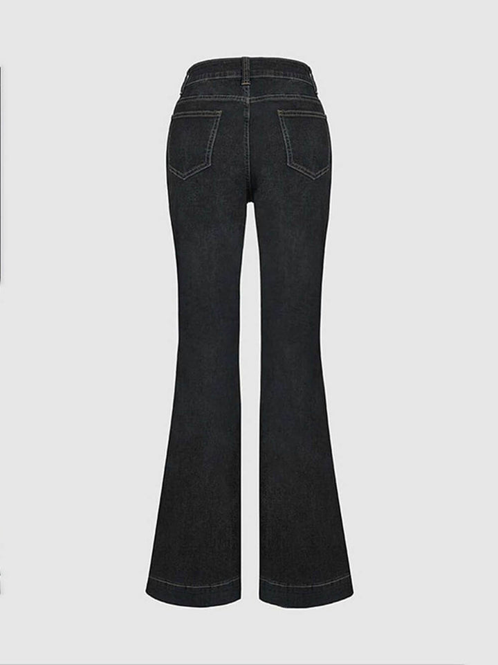 Stylové patchworkové džíny s vysokým pasem