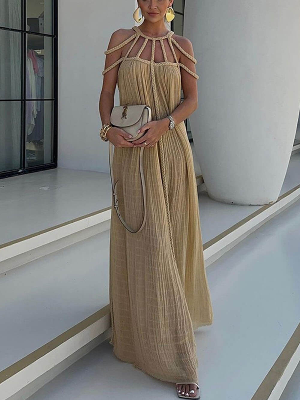 Draped Braids Cover Up Maxi Kleed