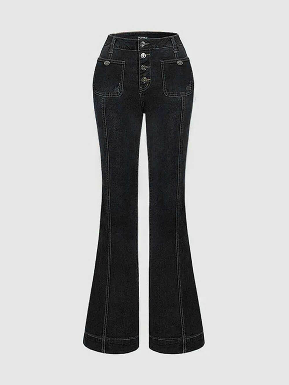 Jeans elegantes com patchwork de cintura alta