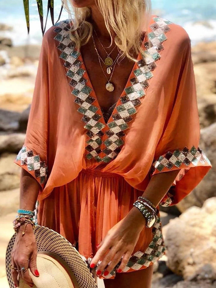 Romper Kimono cu imprimeu Bohemian Beach