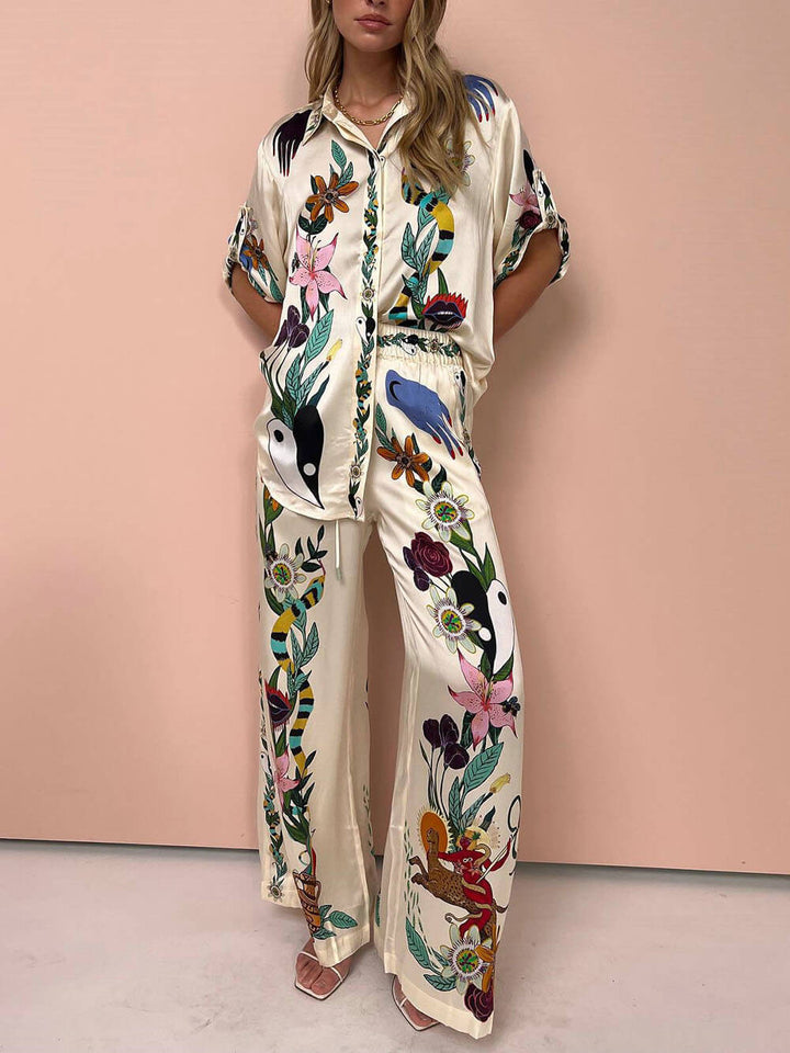 Blusa oversized moderna e sofisticada com estampa exclusiva de cetim