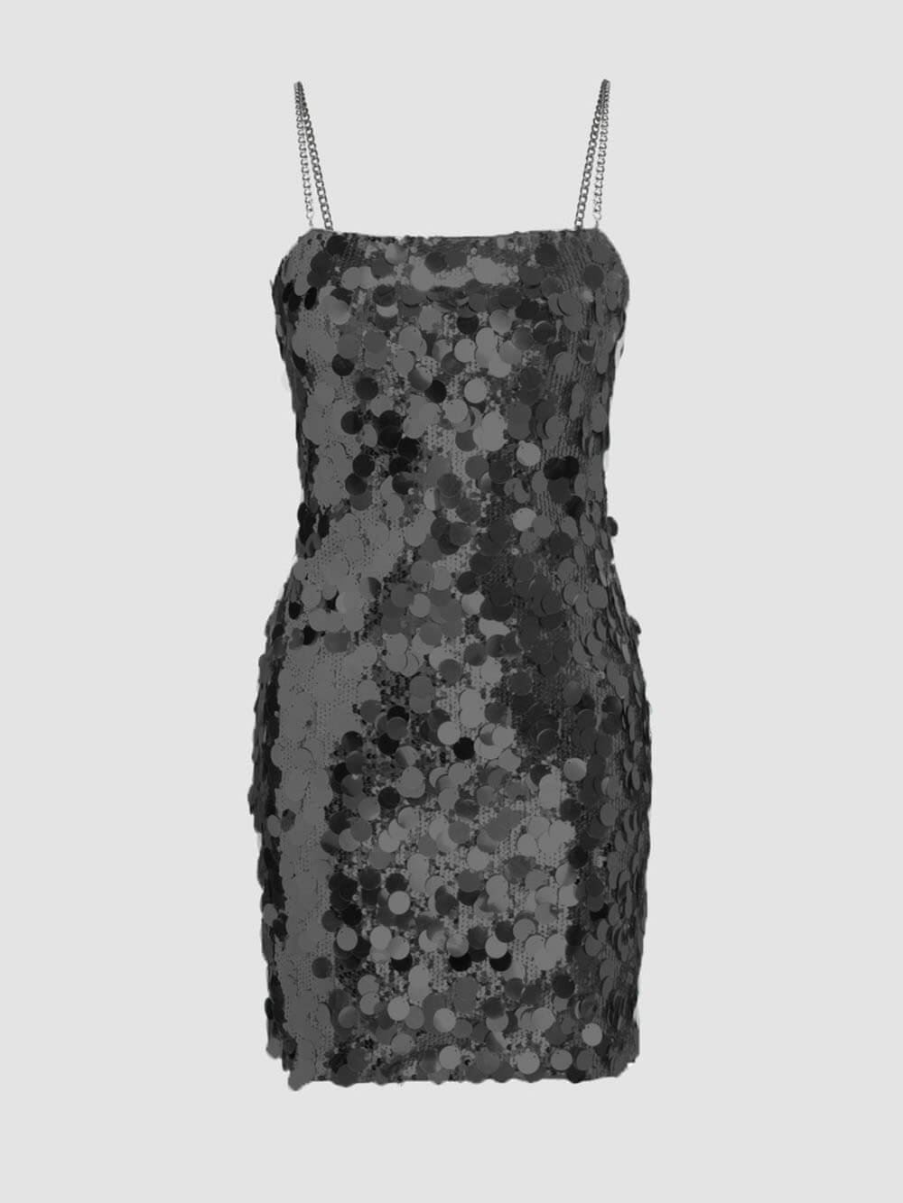 Chain Sequined Irregular Dress
