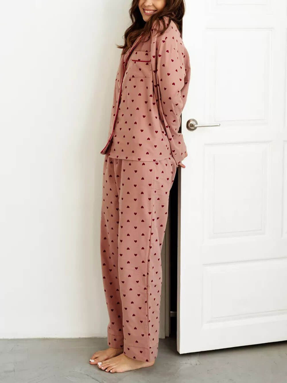 Hartpatroon revers Franse pyjamaset