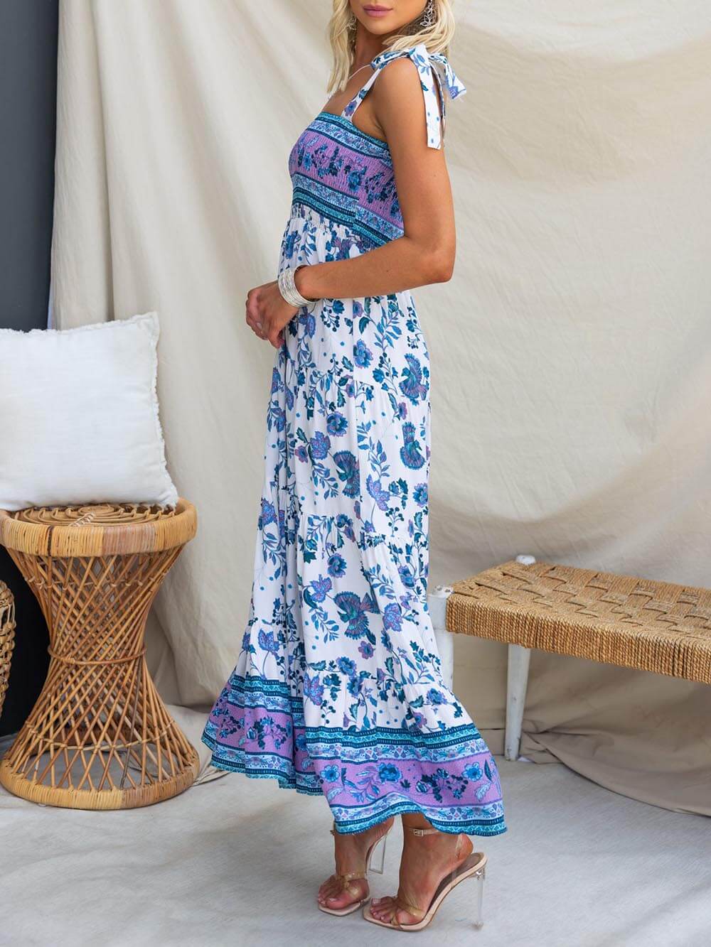 Signature Printed Stretchy Bustier Maxi Dress