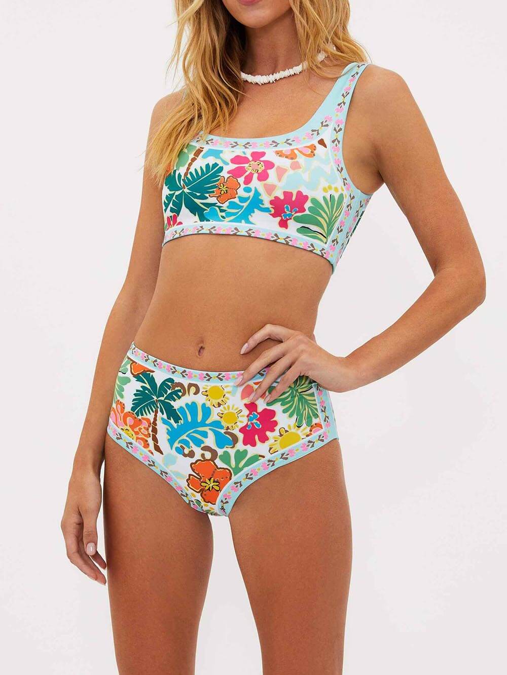Eenzegaarteg Floral Print Stretch Bikini Swimsuit