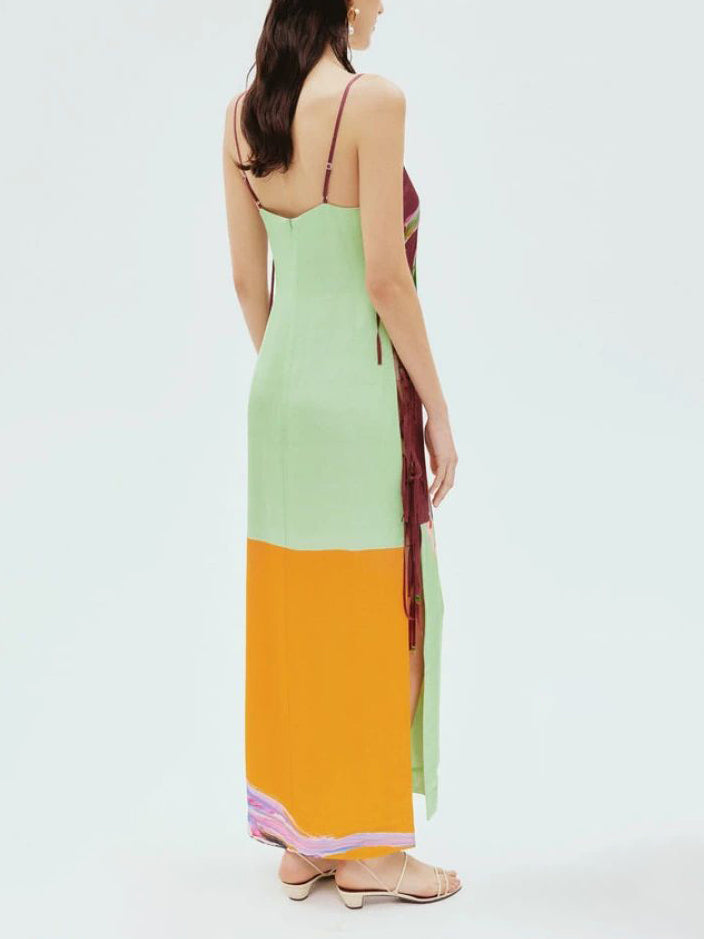 절묘한 아트 그래피티 사이드 레이스업 미디 드레스