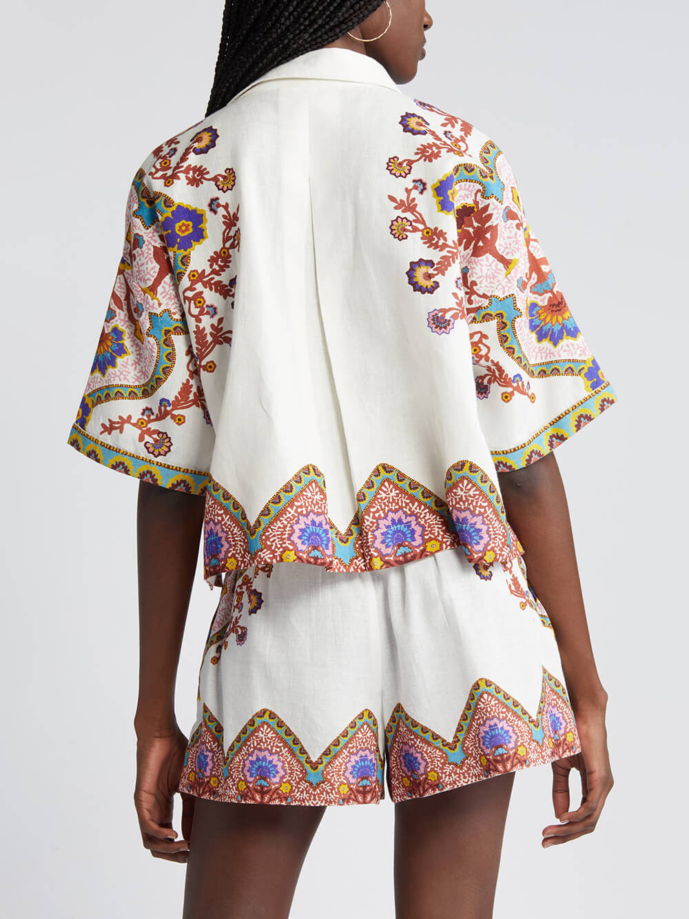 Ethnic Floral Print Shirt And Shorts Suit
