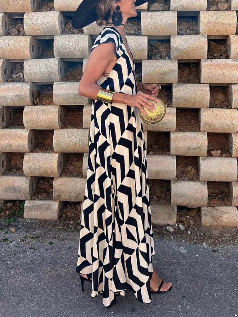 Φρέσκο, Μοναδικό φόρεμα Ethnic με βολάν με μανίκι σε Α γραμμή
