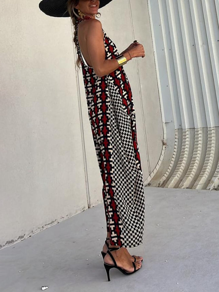 Etnické Maxi šaty s jedinečným potiskem s lucernou