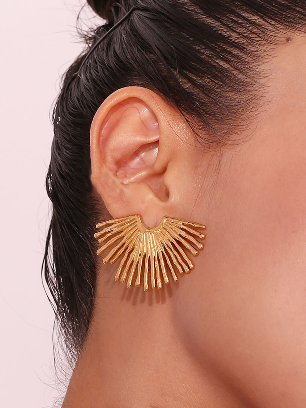 Boucles d'oreilles en forme d'éventail à rayons exagérés Fashion Street