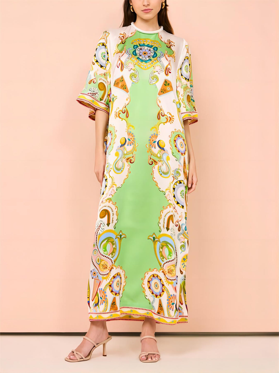 Μοναδικό φαρδύ μίντι φόρεμα με φλοράλ στάμπα