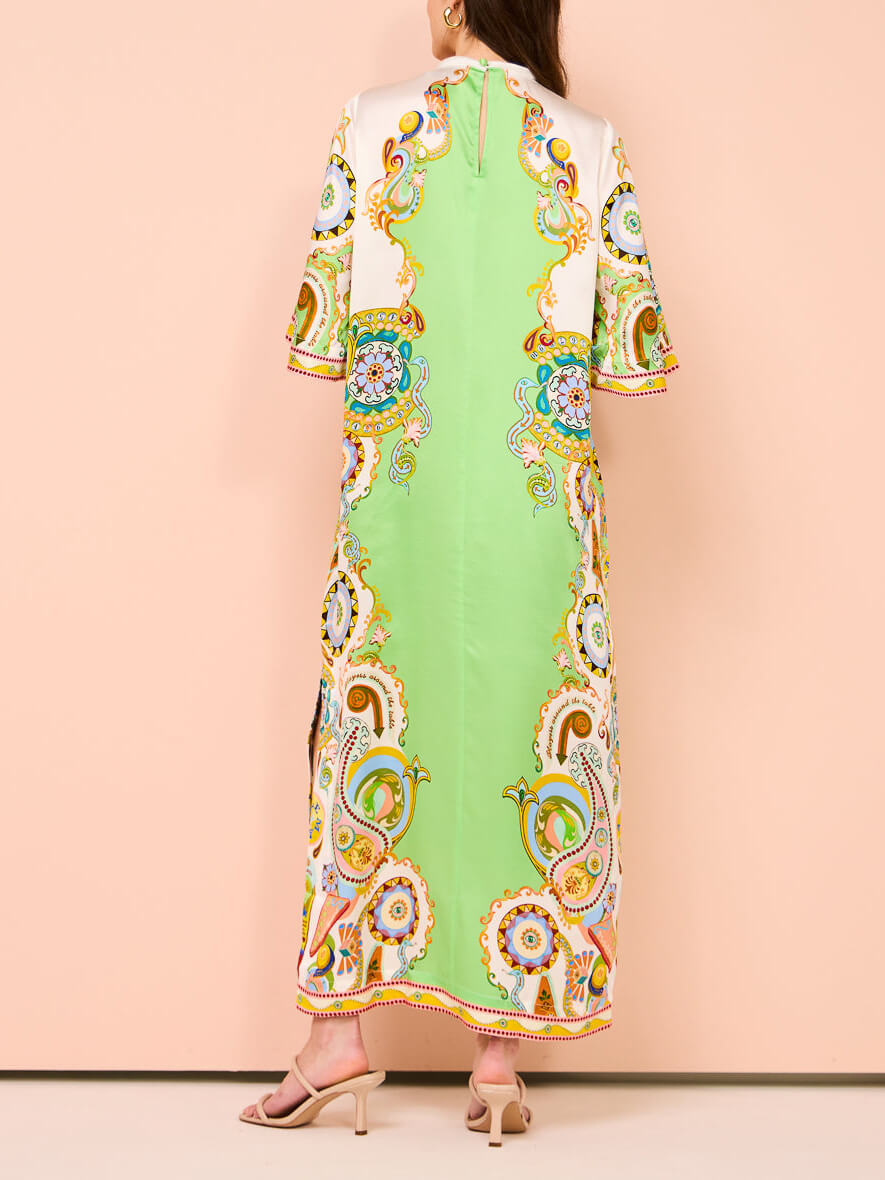 Rochie midi largi, unică, cu imprimeu floral caju