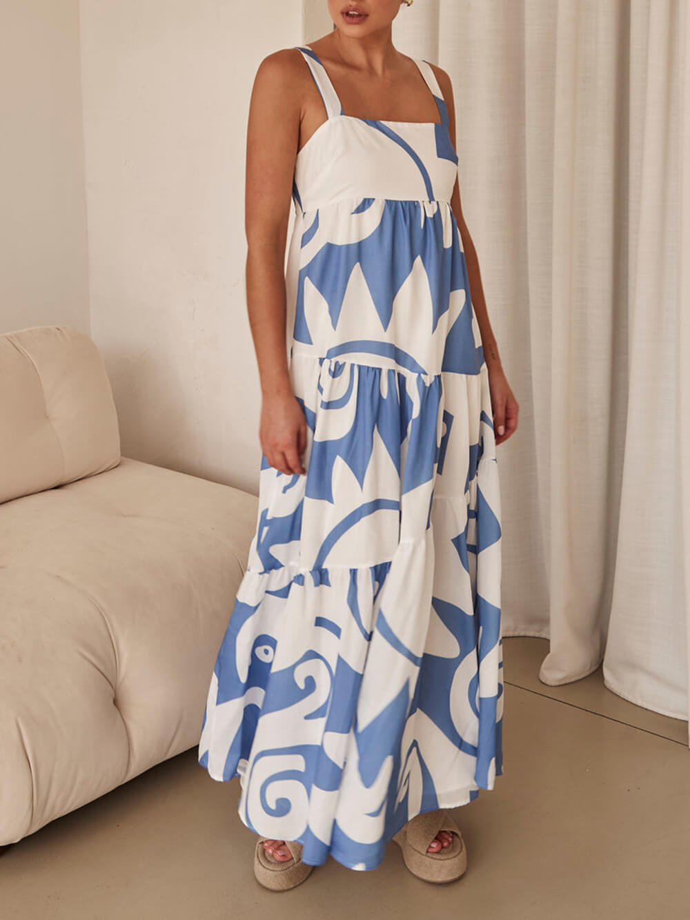 Boheemse maxi-jurk met geometrische print