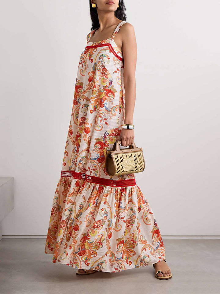 שמלת מקסי מודרנית ומעודנת בהדפס סרוגה פייזלי