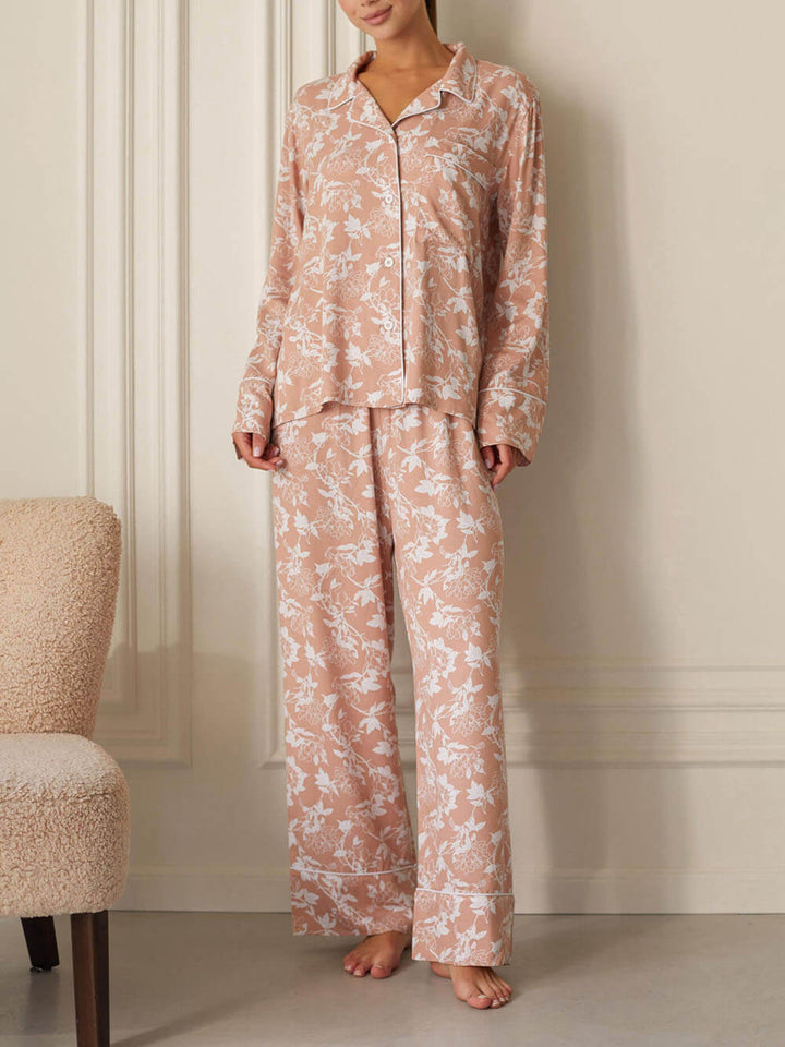 Conjunto de pijama holgado con estampado floral