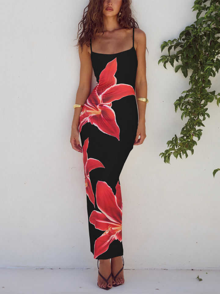 Unforgettable Abstract Floral Print Maxi Dress