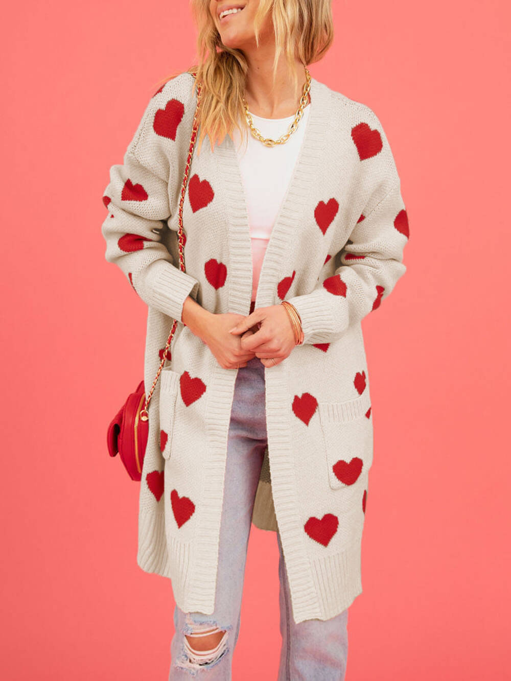 Valentine's Day Heart Knitted Cardigan