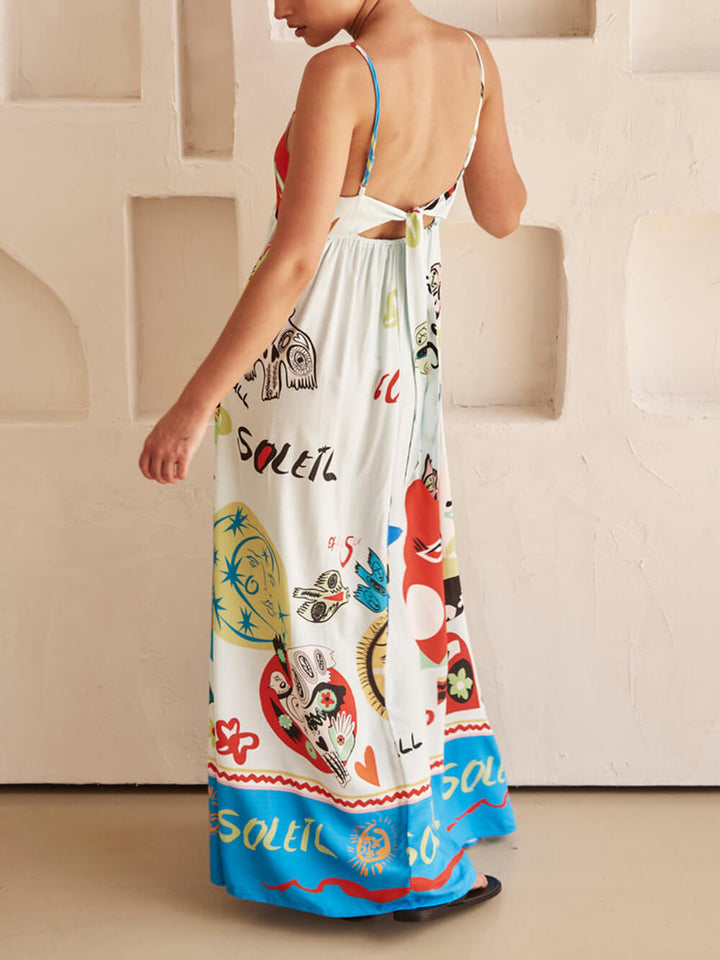 שמלת מקסי בהדפס ייחודי מעודן Sensation Satin