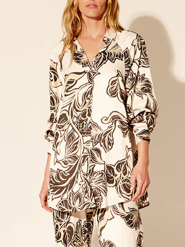 Exquisite Floral Print Loose Oversized Shirt