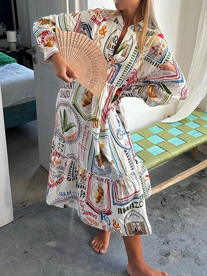 Specialized Pattern Print Cardigan Midi Dress