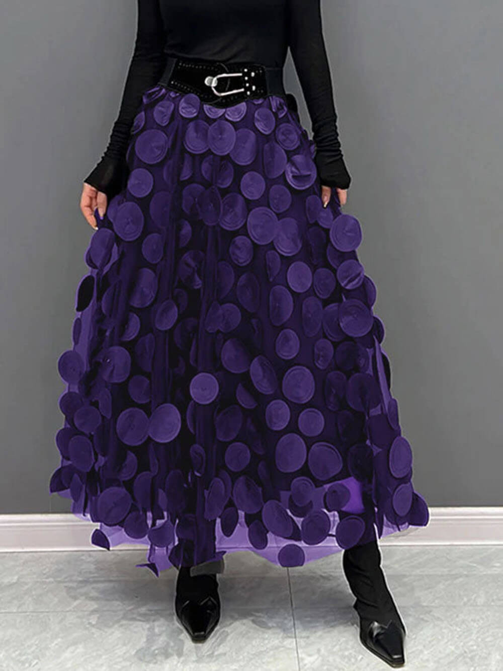 Elegant Dot Patchwork Tulle Skirt