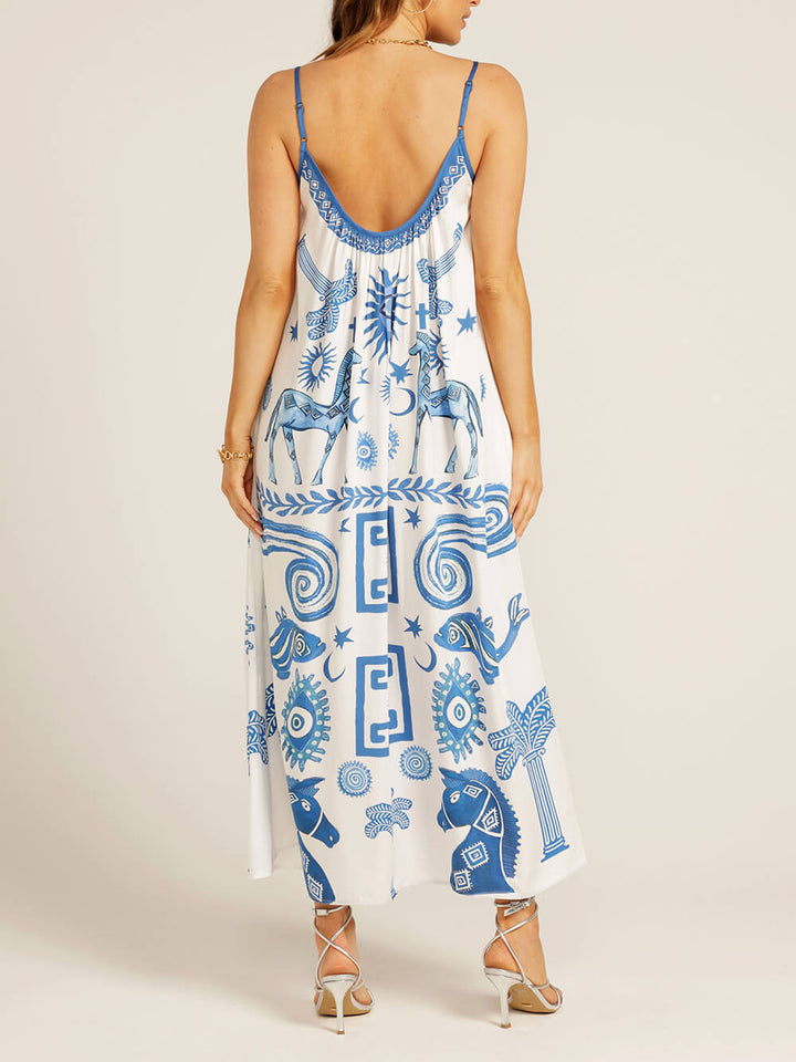 Omarm de zomerbarokke maxi-jurk met etnische print