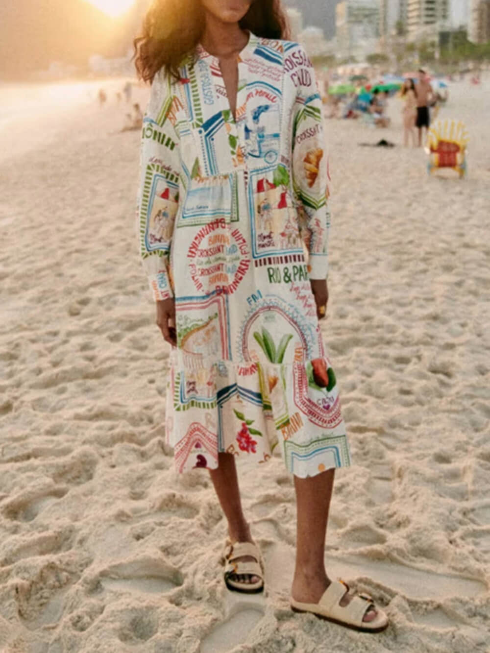 Specialized Pattern Print Cardigan Midi Dress