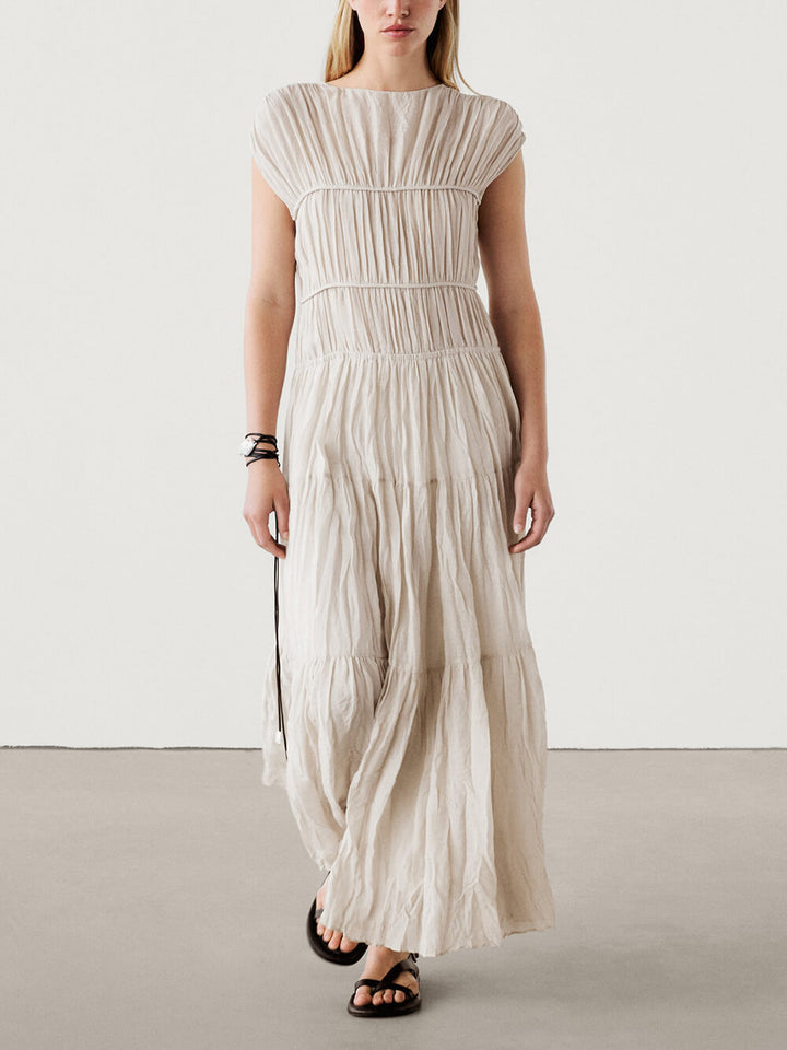 Unique Reversible Lace-Up Pleated Dress