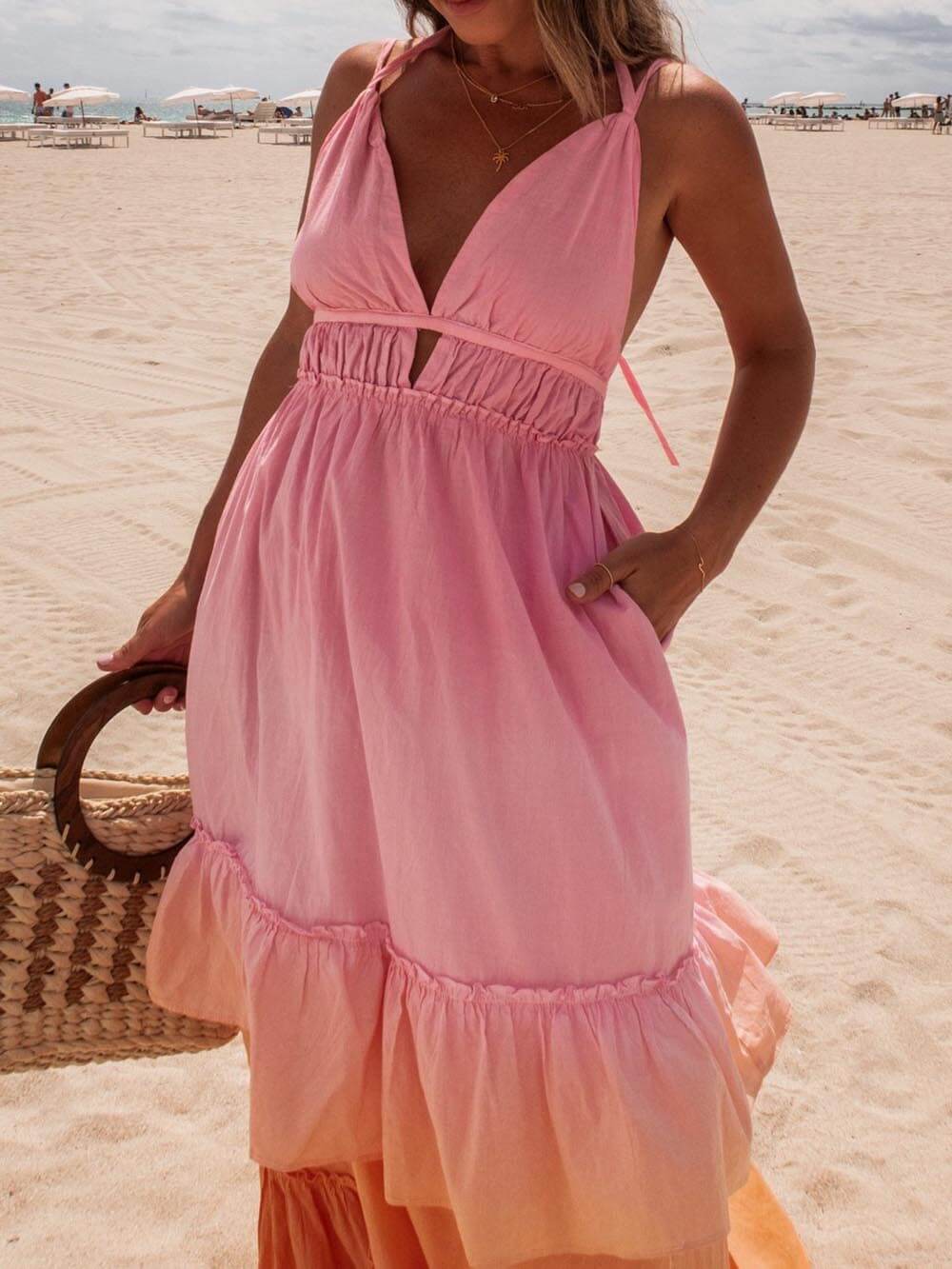 Beach Days Gradient Pocketed Halter Maxi Φόρεμα