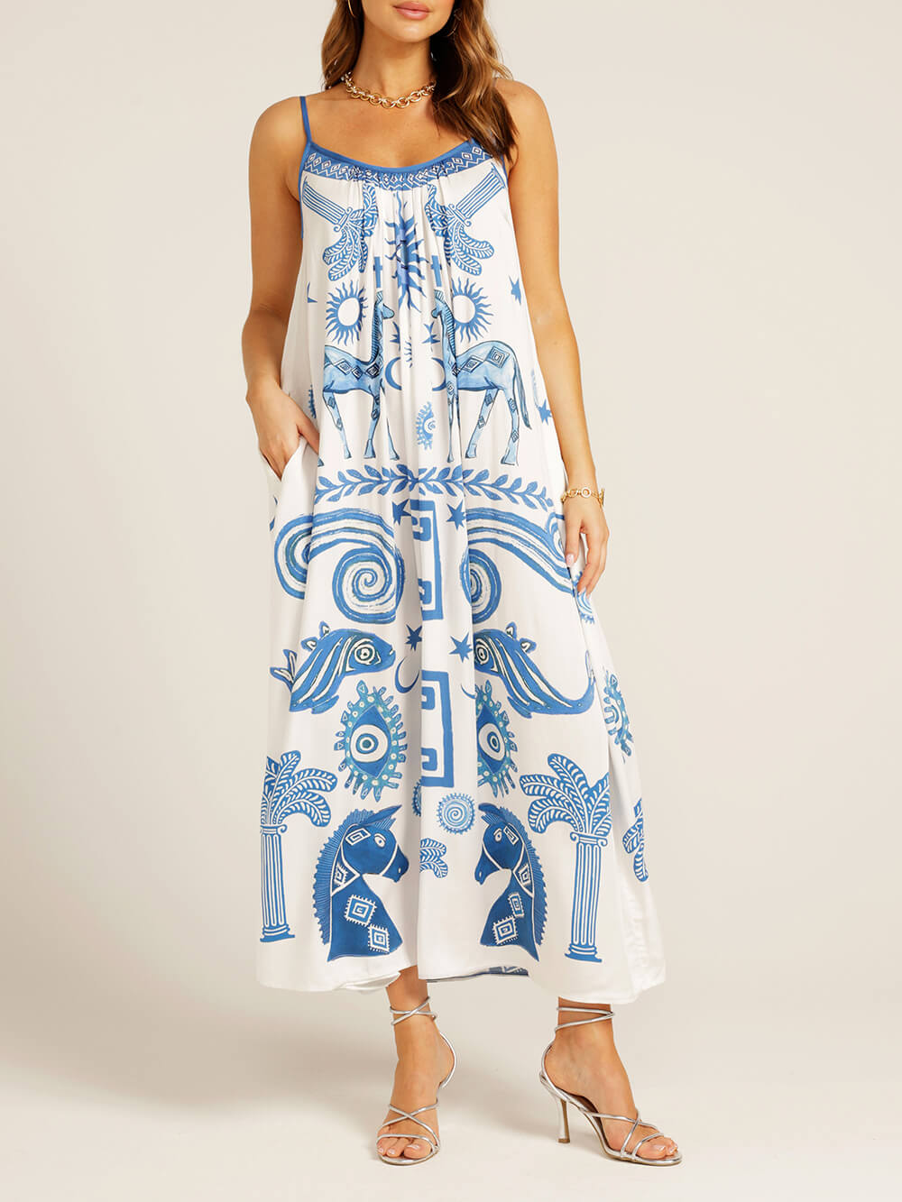 Embrace Summer Baroque Ethnic Print Maxi Φόρεμα