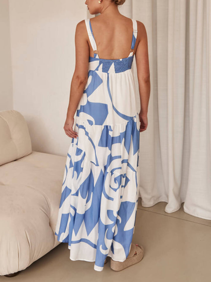Maxi šaty s bohémským geometrickým tiskem