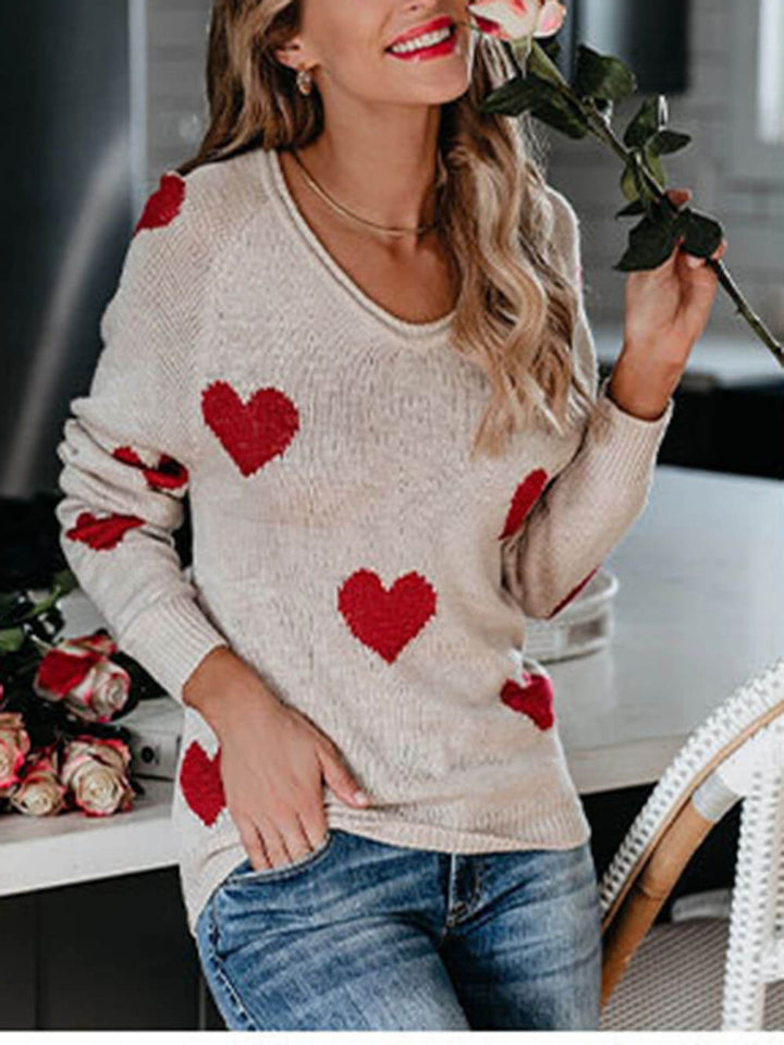 Loose Love Valentine's Day V-Neck Sweater