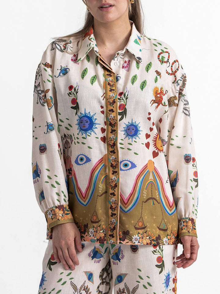Uitgelichte losse oversized blouses met etnische print