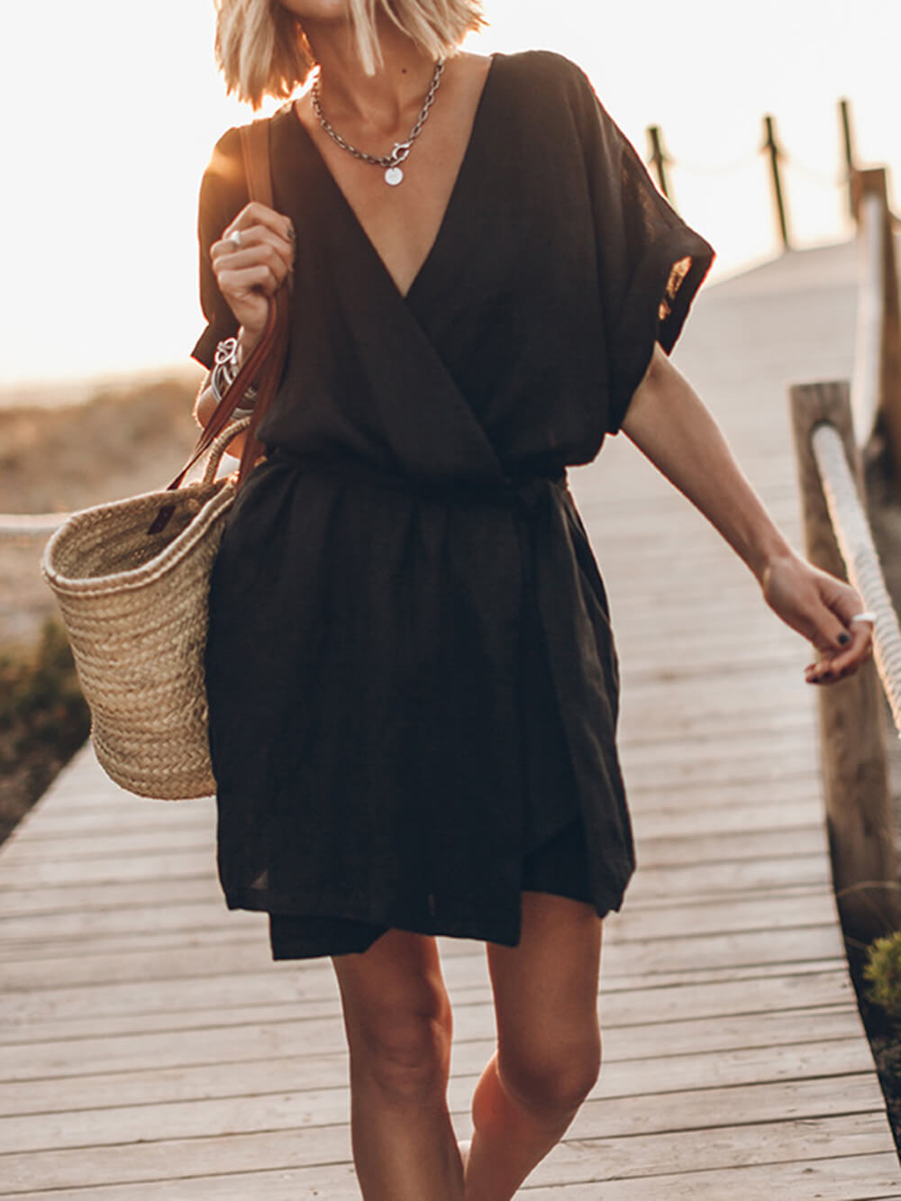 Μίνι φόρεμα κιμονό με ζώνη Breezy Leisure
