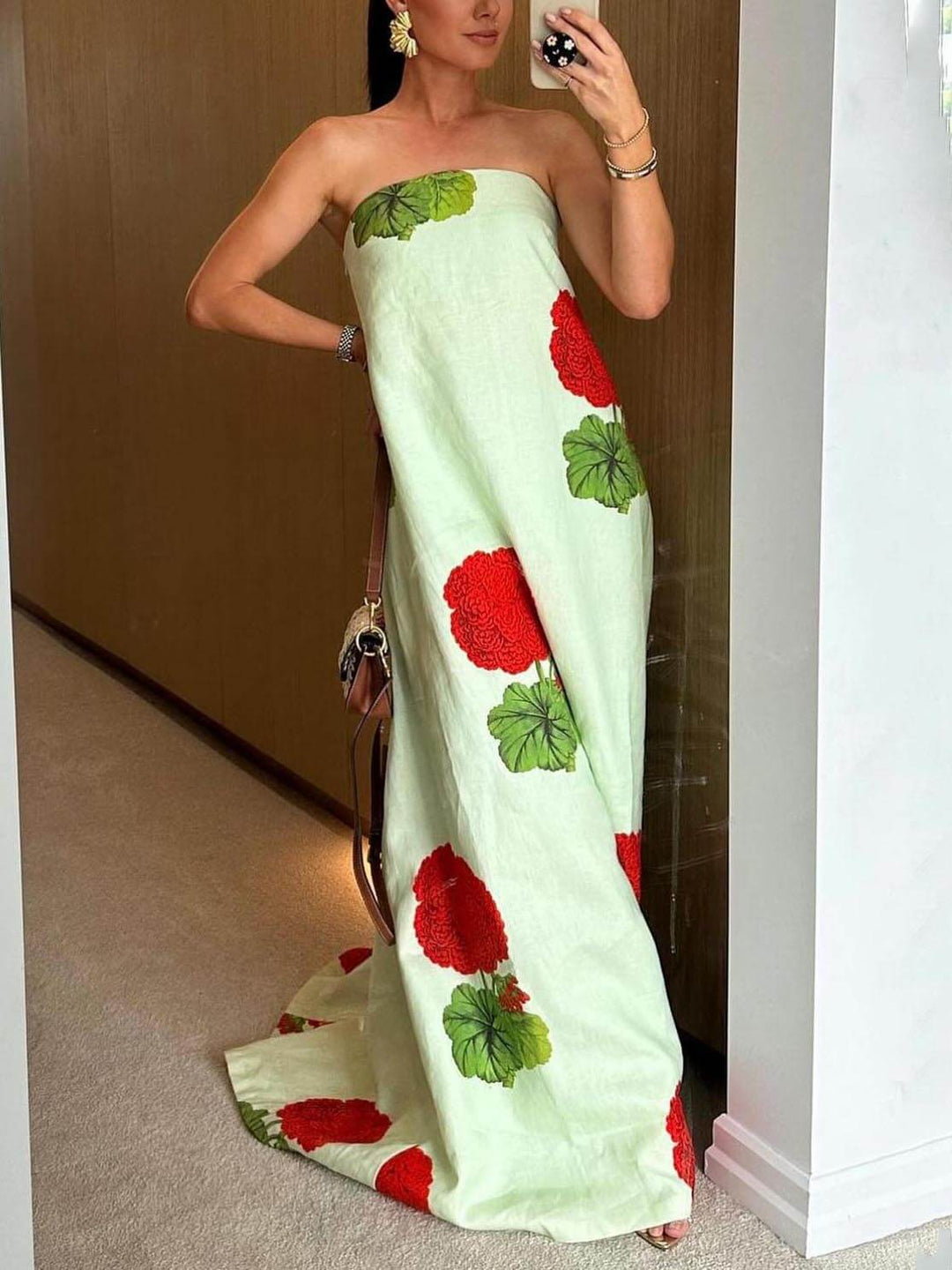 Φόρεμα Maxi με φλοράλ στάμπα γεράνι