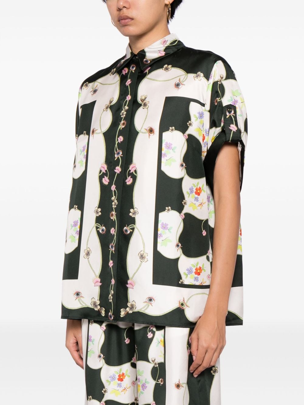 Floral Print Satin Gloss Shirt