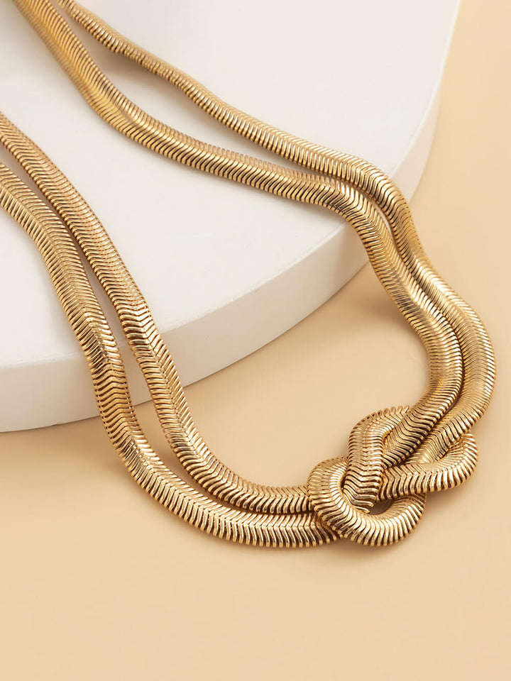 Collier de clavicule géométrique à chaîne serpent plate nouée
