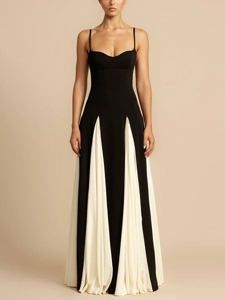 Elegance Paneled Tulle A-line Slip Maxi Dress