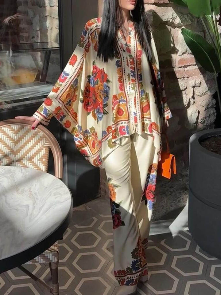 Modern Unique Printed Button Up Oversized Blouse