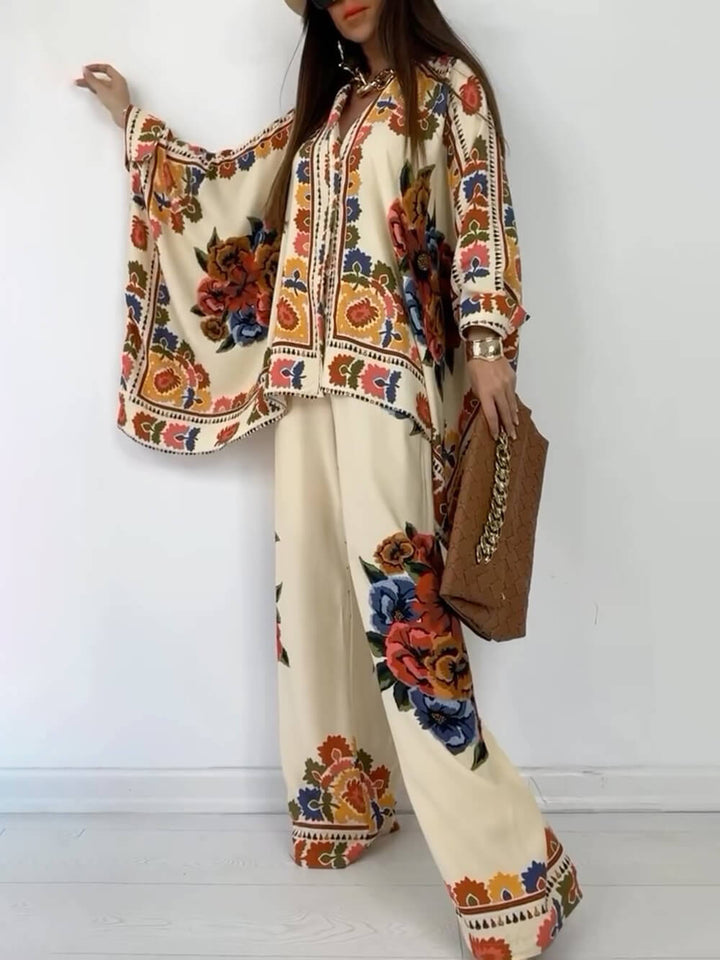 Modern Unique Printed Button Up Oversized Blouse