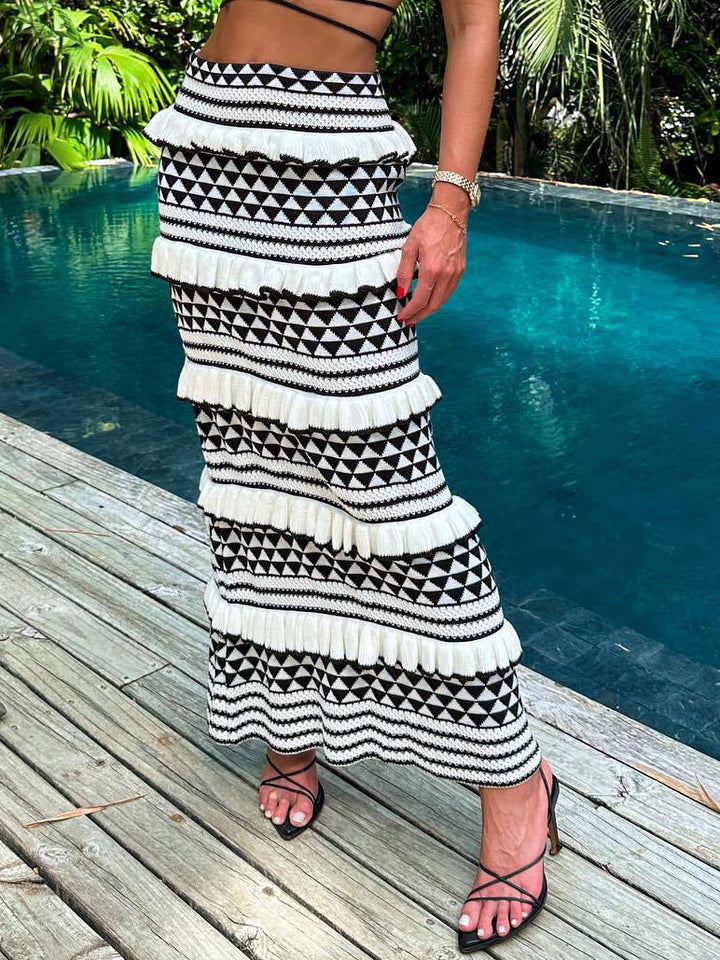 Beach Geometrisk lång stickad kjol